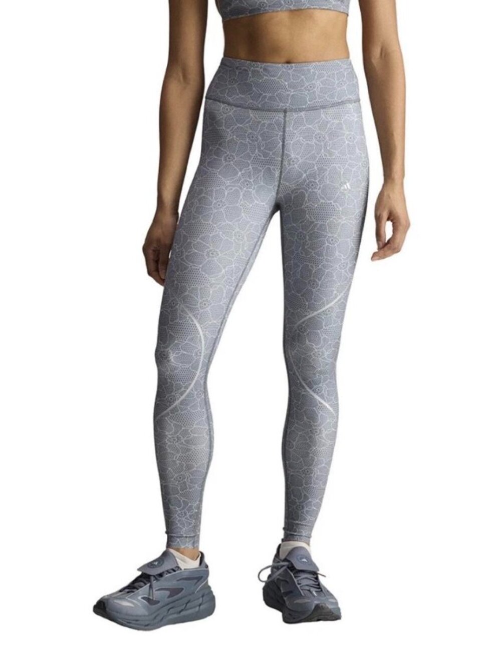 Adidas by Stella McCartney Running Leggings Floral Printed Grey Women's Medium